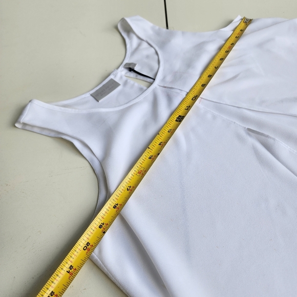 NWT Bisou Bisou Michele Bohbot Chic White Top Layred Sleveless Blouse Sz M - Picture 7 of 11